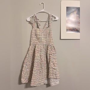 rainbow patterned white strappy dress